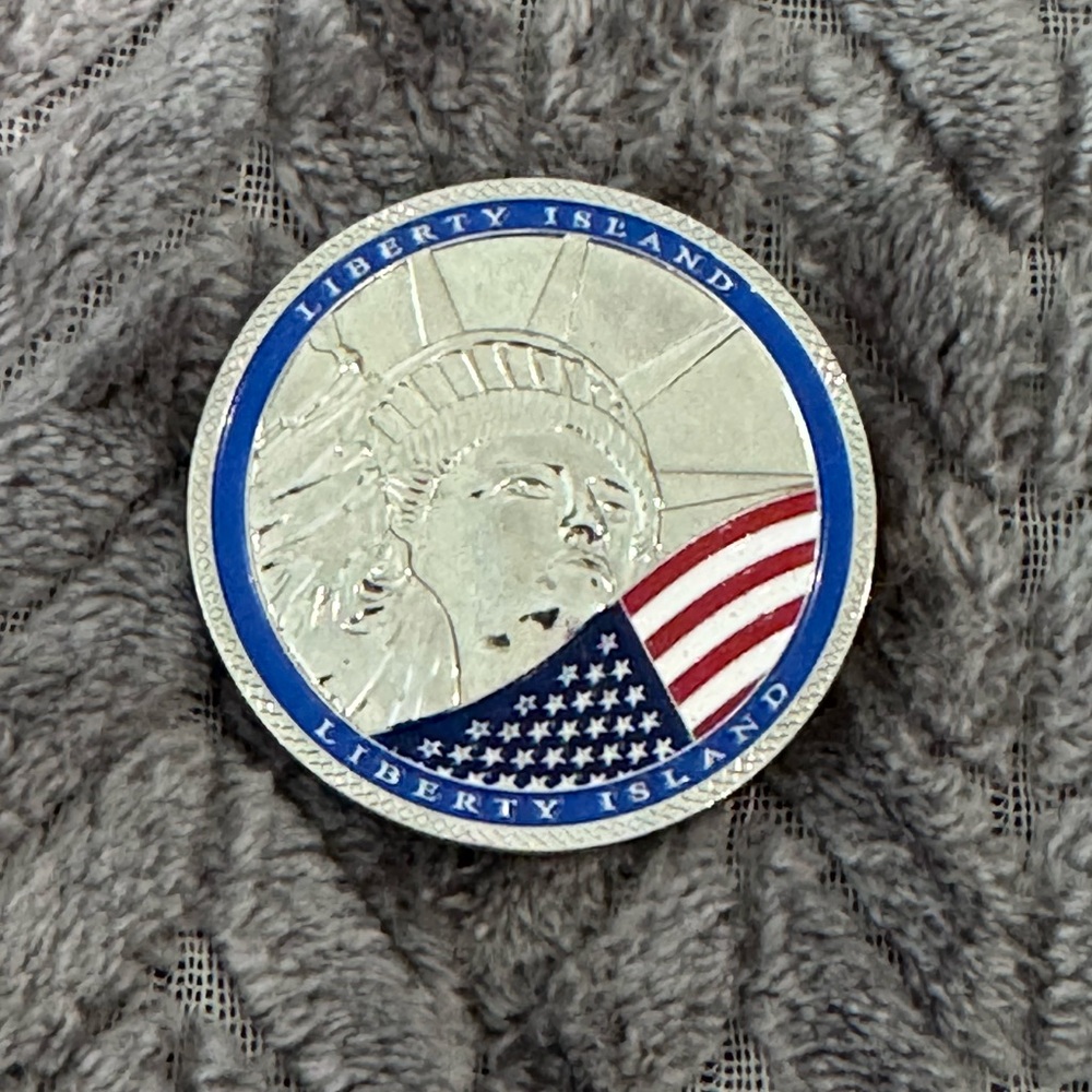 Liberty Island Metal Coin - Silver with Red, White & Blue-Yesfit Coin